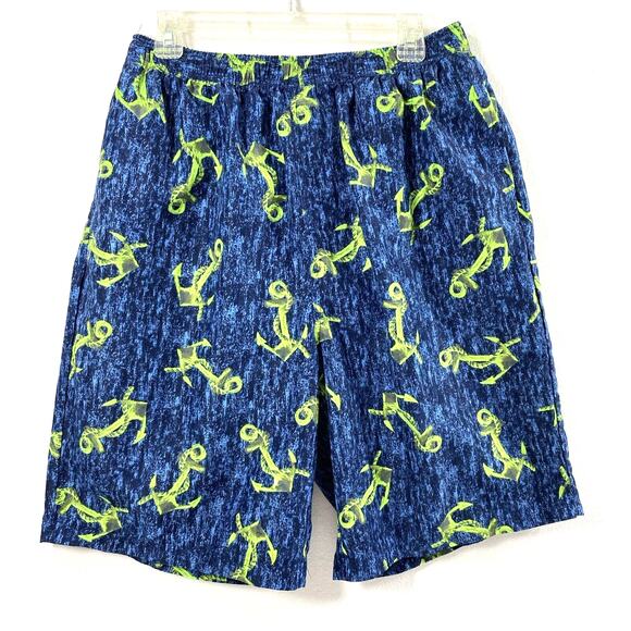 KS Island Swim Trunks Mens Large Tall Blue Knee Length Beachwear - Picture 1 of 8